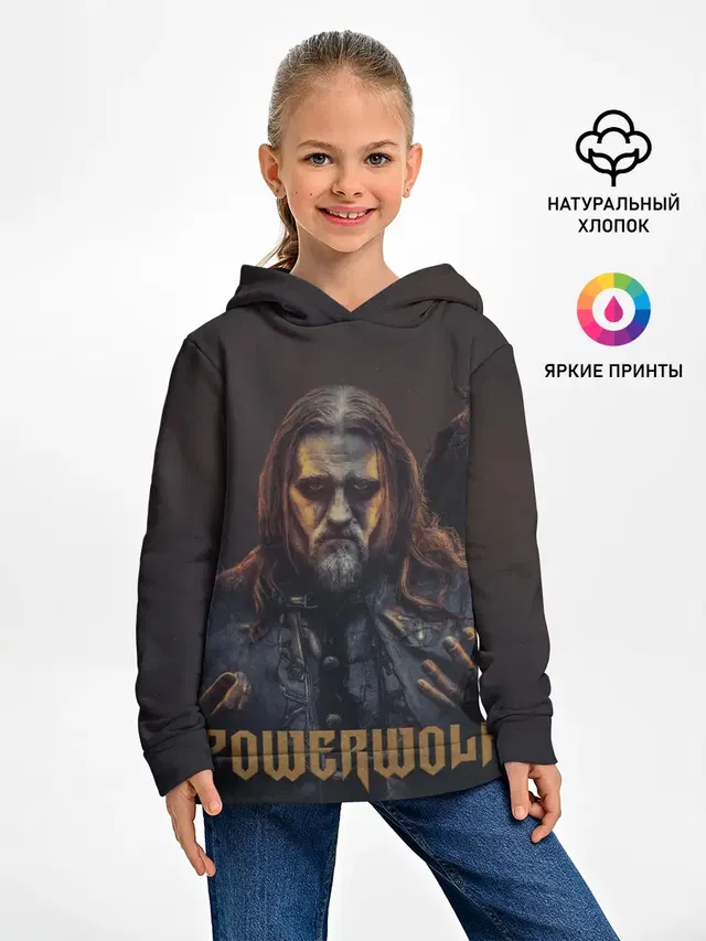 Детское худи с принтом «Разный рок — Powerwolf»