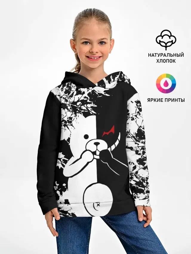 Детское худи с принтом «MONOKUMA держит руки»