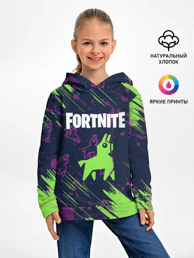 Детское худи с принтом «Фортнайт — FORTNITE LAMA.»
