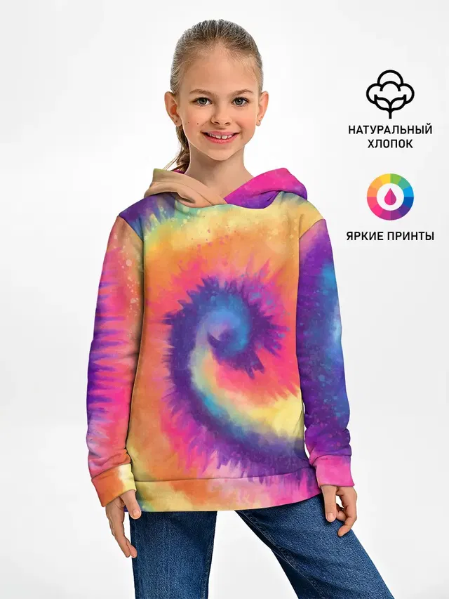 Детское худи с принтом «Tie-Dye Multicolor»
