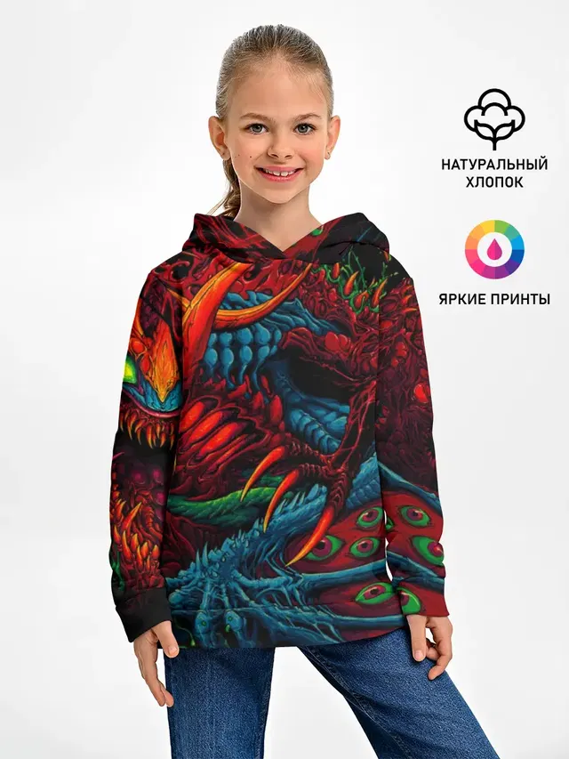 Детское худи с принтом «Кислота — CS GO:HYPER BEAST»