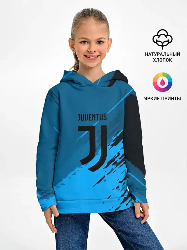 Детское худи с принтом «Ювентус — FC Juventus abstract style»