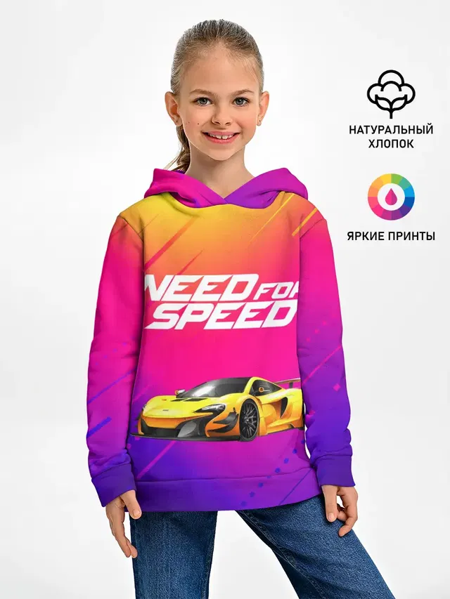 Детское худи с принтом «Need FO Speed»