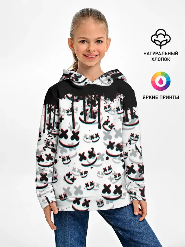 Детское худи с принтом «Marshmello — MARSHMELLO GLITCH»