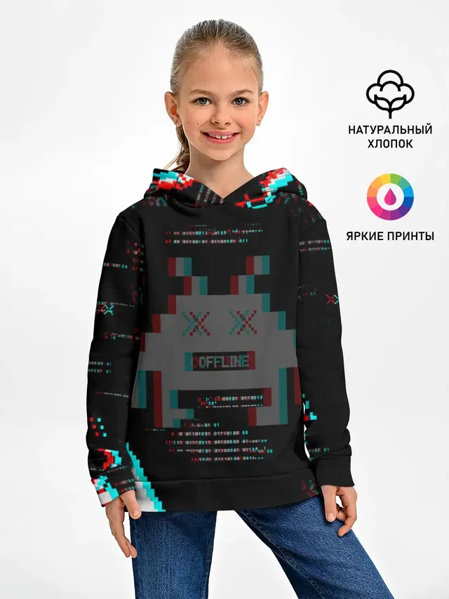 Детское худи с принтом «Binary code — WATCH DOGS DED SEC»