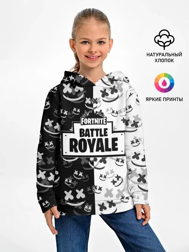 Детское худи с принтом «Фортнайт — Fortnite & Marshmello»