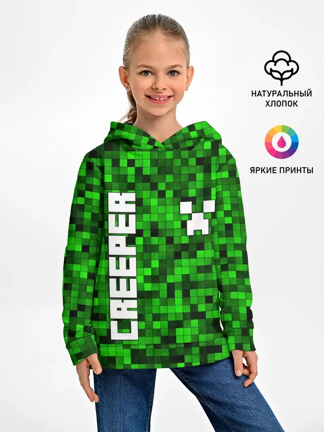 Детское худи с принтом «Майнкрафт — MINECRAFT CREEPER»