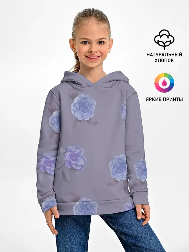 Голубые камелии на сером