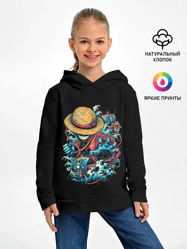 Детское худи с принтом «Ван Пис — One Piece. Retro Style»
