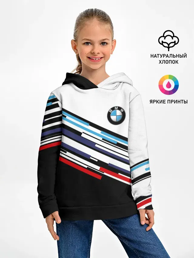 Детское худи с принтом «BMW — BMW BRAND COLOR»