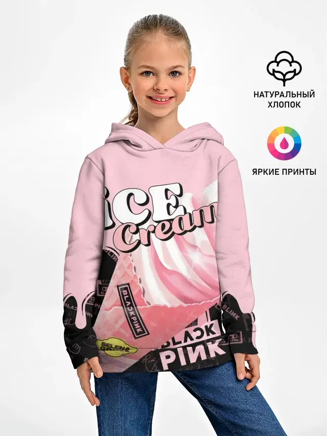 Детское худи с принтом «BlackPink — BLACKPINK ICE CREAM»