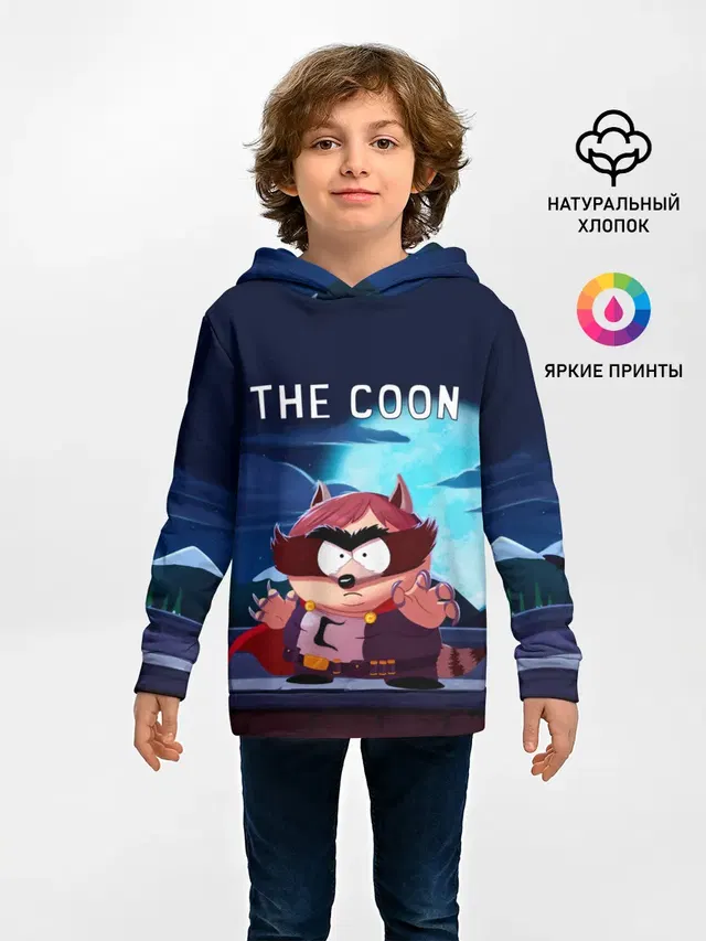 Детское худи с принтом «Южный парк — The Coon - Енот»