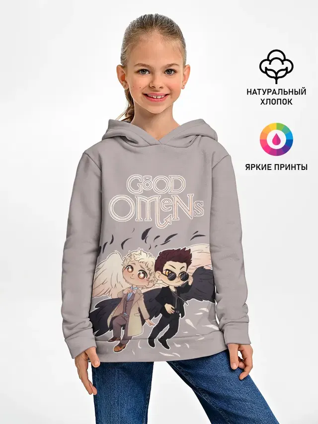 Детское худи с принтом «Благие знамения — Good Omens»