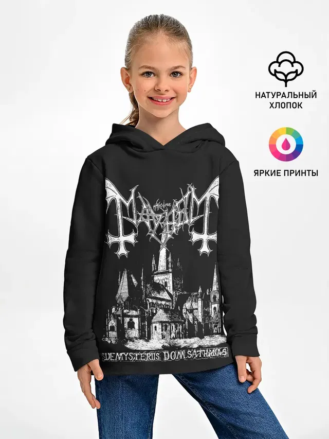 Детское худи с принтом «Разный рок — Mayhem»