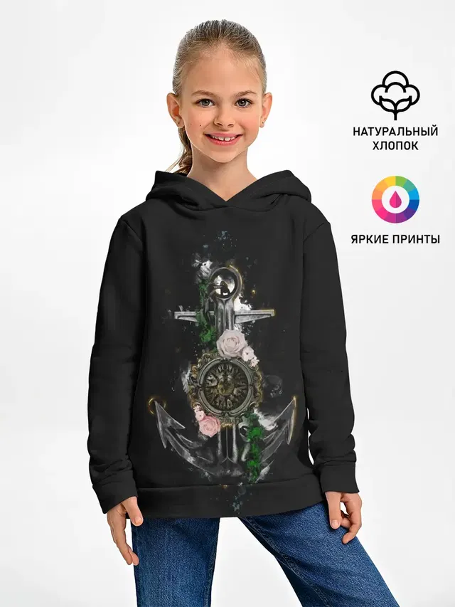 якорь с компасом и цветами