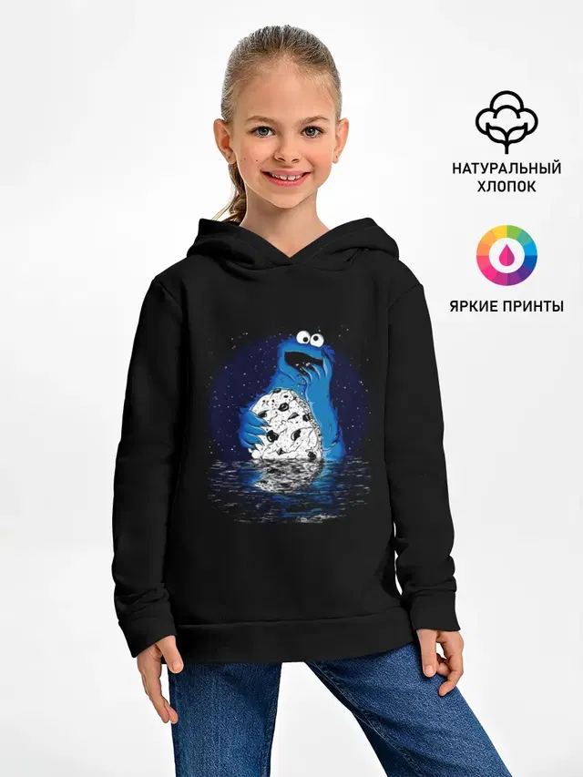 Детское худи с принтом «Улица Сезам — Cookie monster»