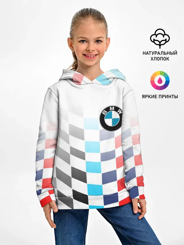 Детское худи с принтом «BMW — BMW GROUP — M PERFORMANCE BMW SPORT»