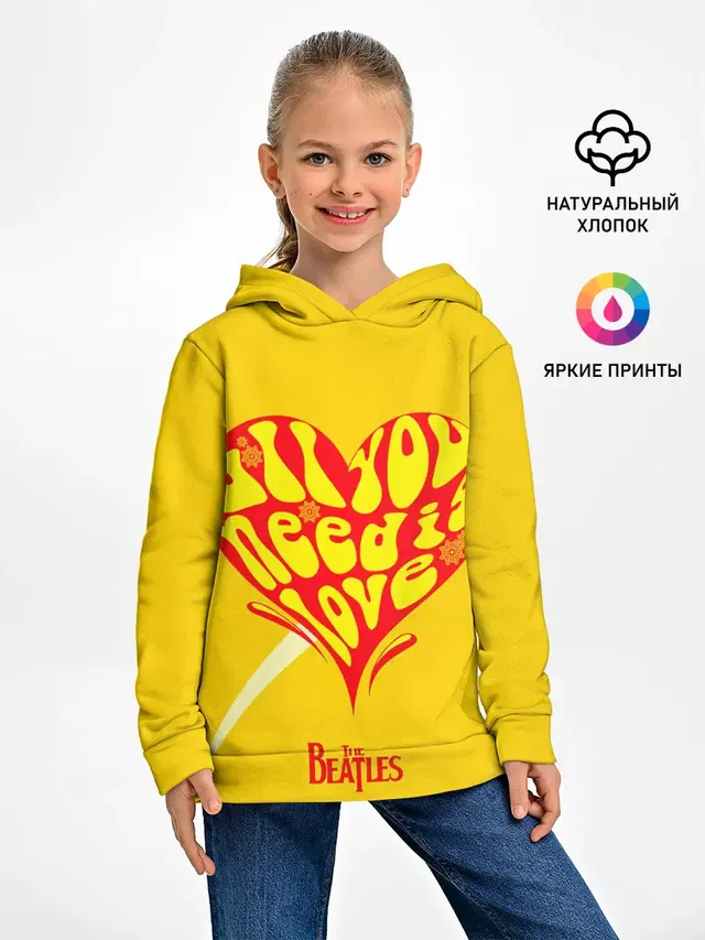 Детское худи с принтом «The Beatles — All u need is love Beatles»