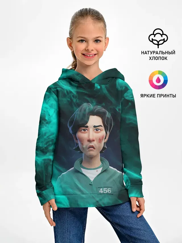 Детское худи с принтом «Игра в кальмара — Seong Gi-hun»