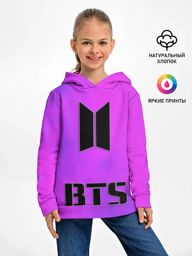 Детское худи с принтом «BTS — BTS ЮЖНОКОРЕЙСКИЙ БОЙБЕНД»