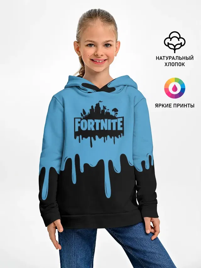 Детское худи с принтом «Фортнайт — FORTNITE - Black&Blue»