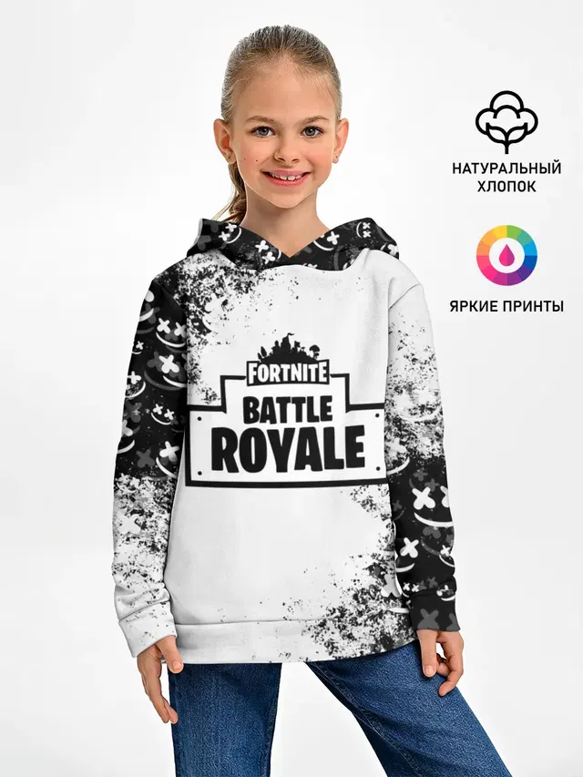 Детское худи с принтом «Фортнайт — Fortnite & Marshmello»