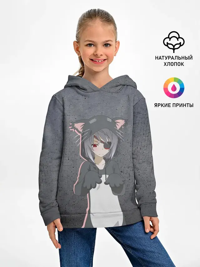Детское худи с принтом «Catgirl sadness»