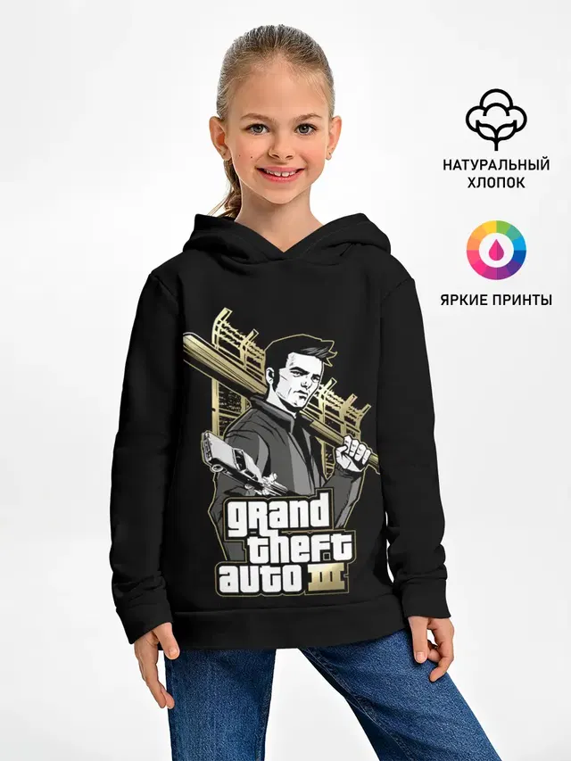 Детское худи с принтом «GTA — Клод — GTA 3»