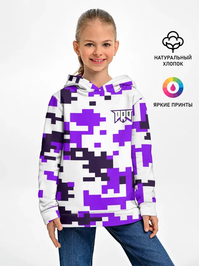 Детское худи с принтом «digital camouflage»