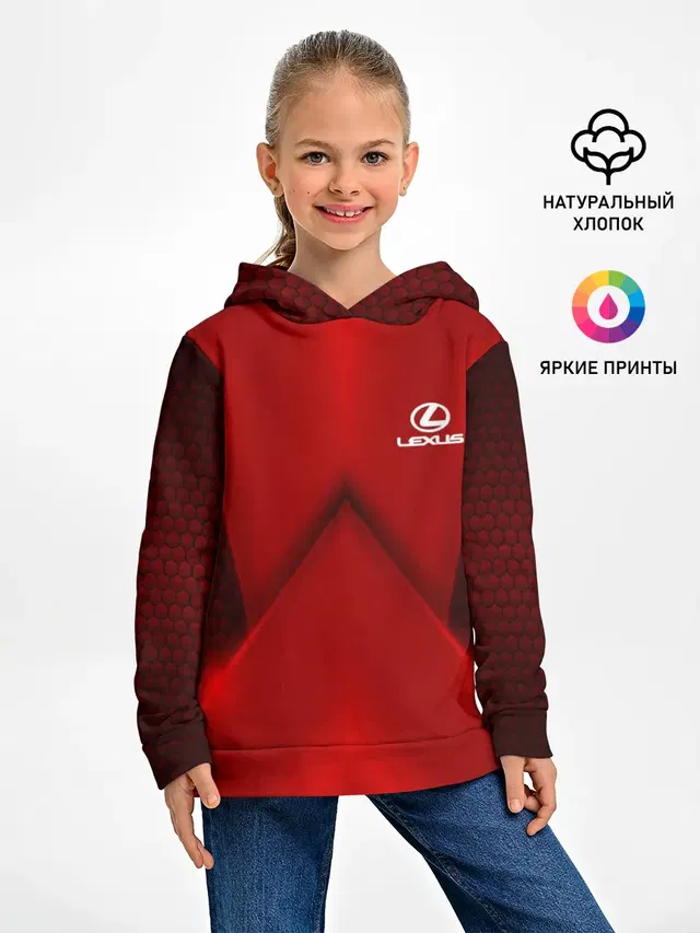 Детское худи с принтом «Lexus — Lexus car sport RED»