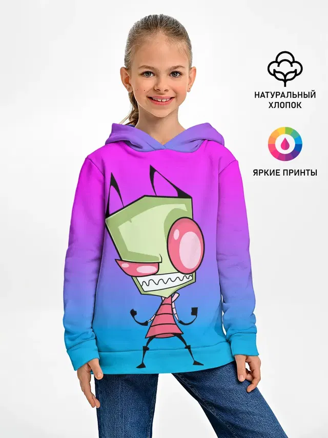 Детское худи с принтом «Invader Zim — Захватчик Зим»