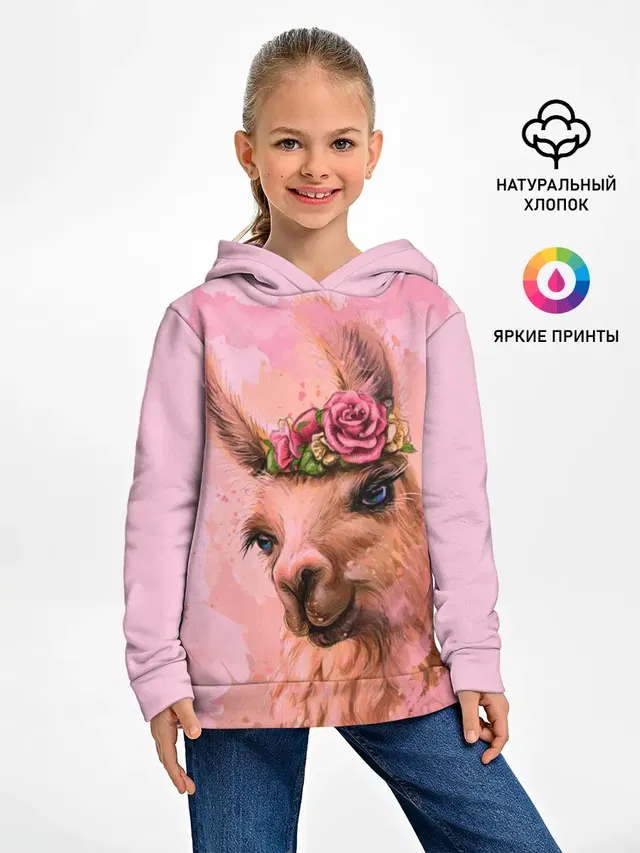лама с цветами
