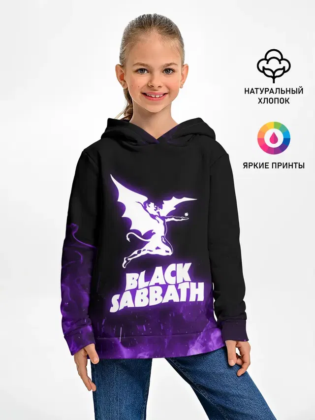Детское худи с принтом «Black Sabbath — Black Sabbath NEON»