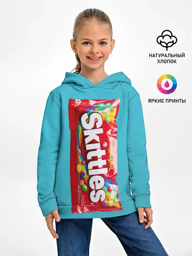 Детское худи с принтом «Еда — Skittles original»