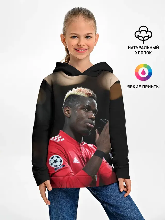 Детское худи с принтом «Манчестер Юнайтед — Поль Погба, Pogba»