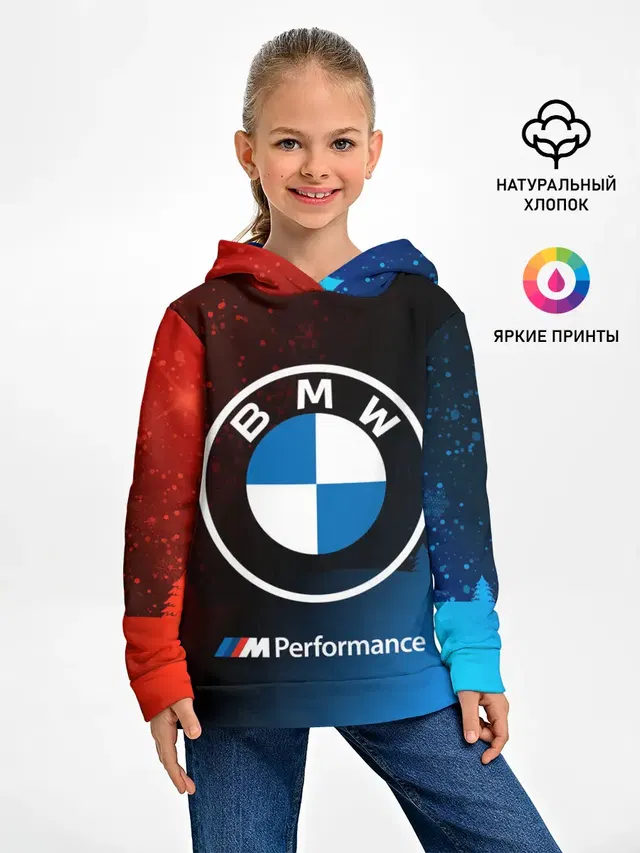 Детское худи с принтом «BMW — BMW - Снежный»