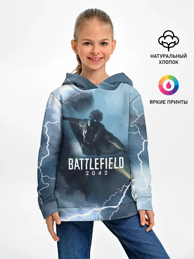 Детское худи с принтом «Wingsuit Battlefield 2042»