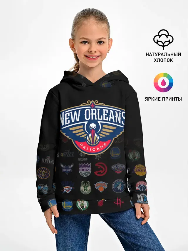 Детское худи с принтом «НБА — New Orleans Pelicans»