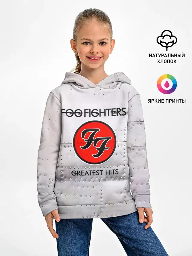 Детское худи с принтом «Foo Fighters — Greatest Hits - Foo Fighters»