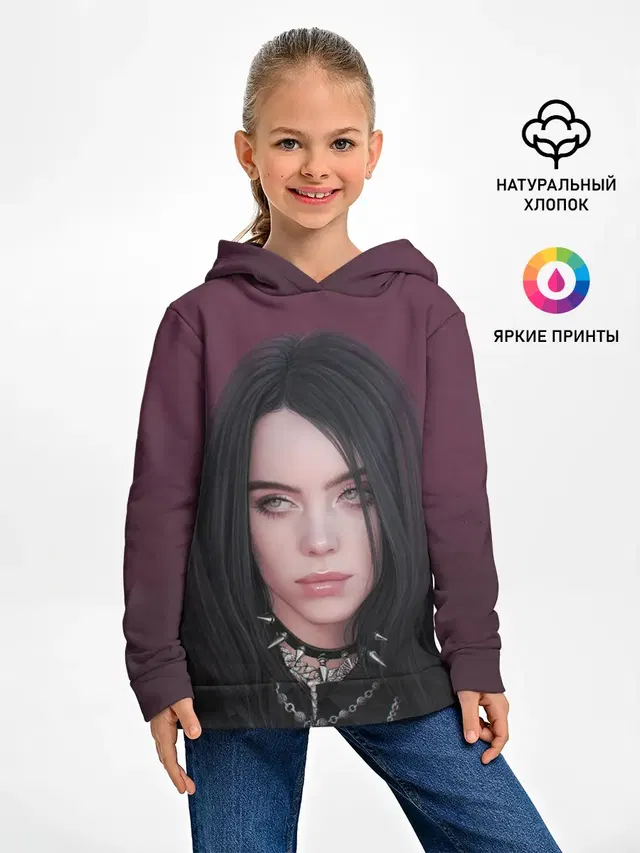 Детское худи с принтом «Billie Eilish — Black Eilish»