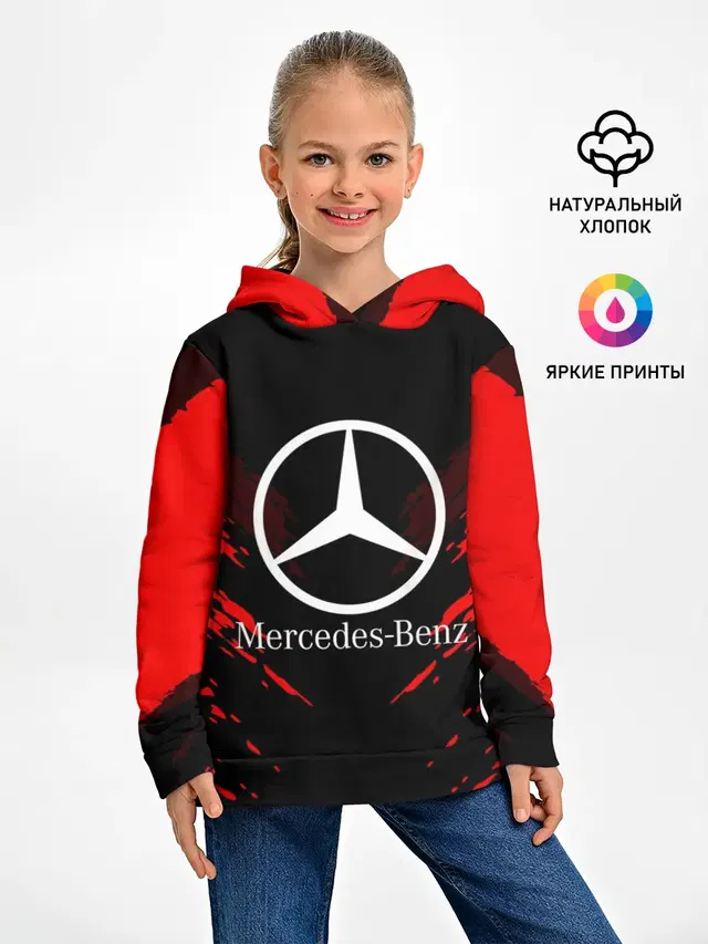 Детское худи с принтом «Merсedes — MERCEDES-BENZ SPORT COLLECTION»