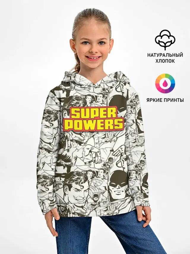 Детское худи с принтом «Флэш — Super Powers»