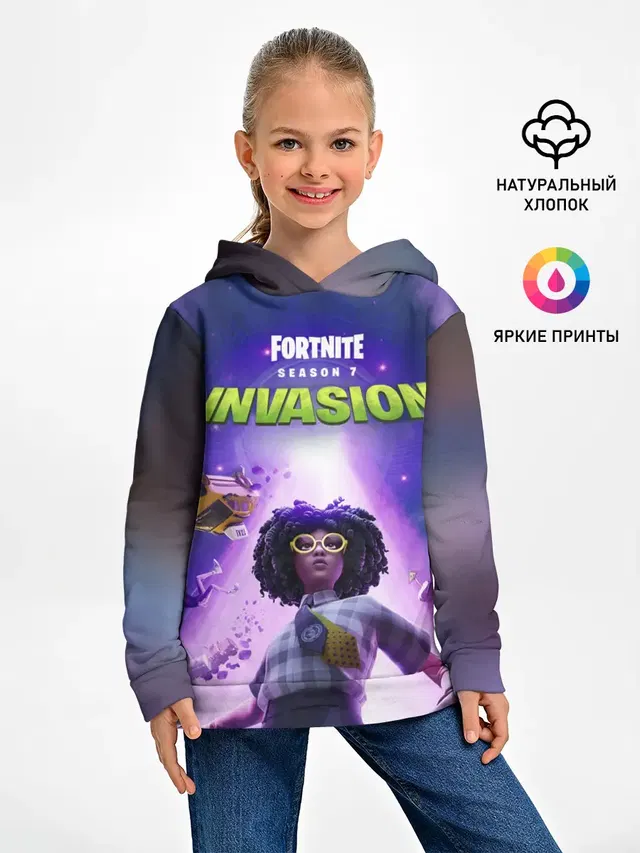 Детское худи с принтом «Фортнайт — FORTNITE 7 СЕЗОН 2 ЧАСТЬ»