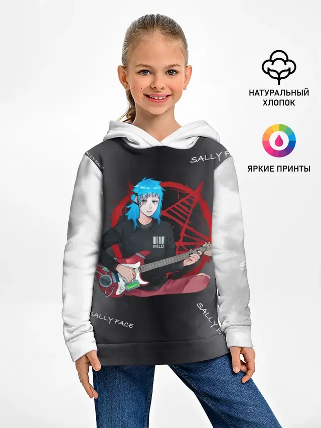 Детское худи с принтом «Electric guitar — Sally Face with a Guitar»