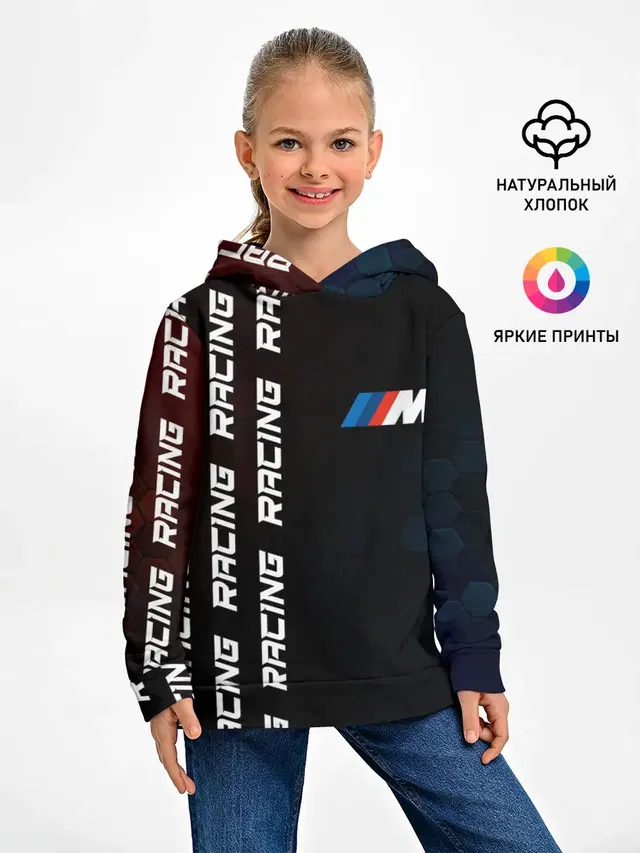 Детское худи с принтом «BMW — BMW - Racing»