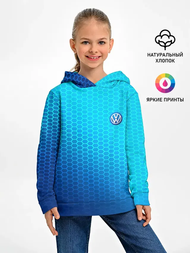 Детское худи с принтом «Volkswagen — VOLKSWAGEN carbon uniform 2018»