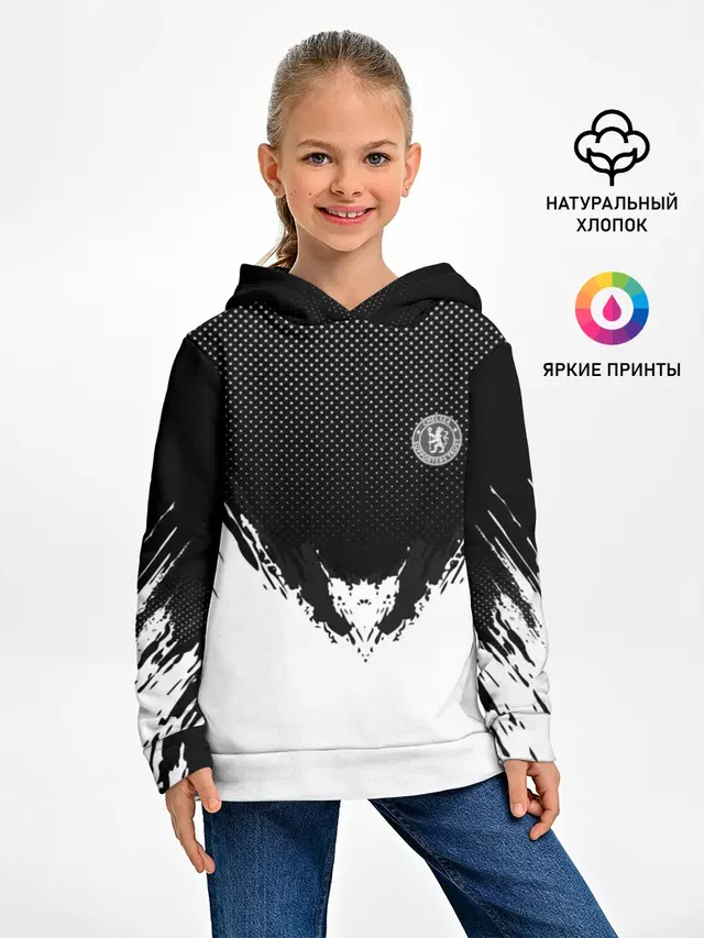 Детское худи с принтом «Chelsea black 2018»