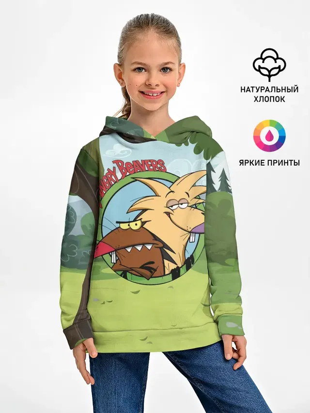 Детское худи с принтом «Крутые Бобры Angry Beavers — Angry Beavers»