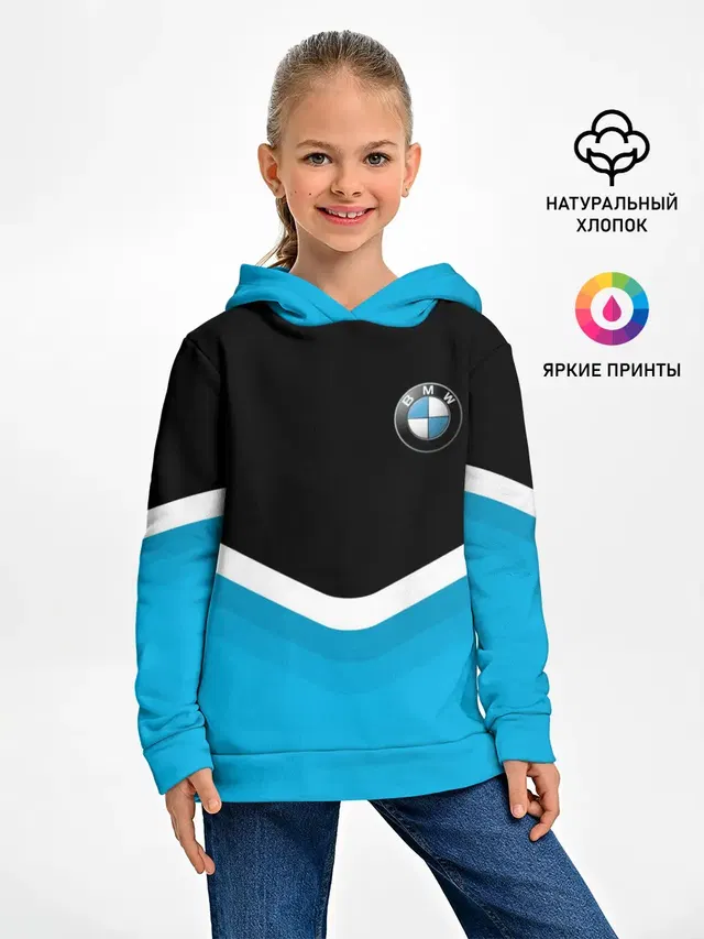 Детское худи с принтом «BMW — BMW Black & Blue»