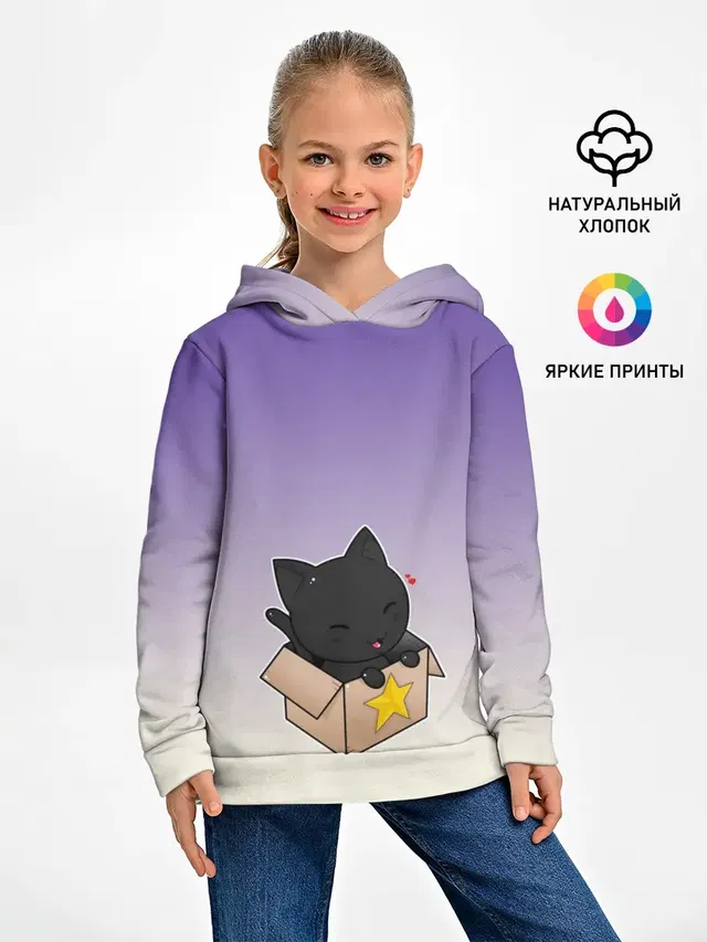 черный котенок в коробке